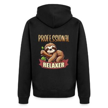 Sloths, Animal Lover, Sloth Lover, Lazy Sloth - Unisex Premium Organic Zip Hoodie - black - Back - Nico (187cm)