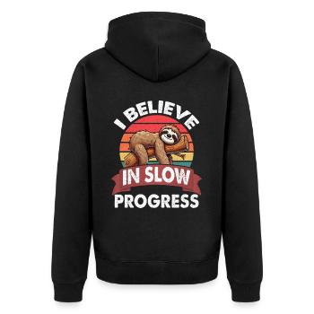 Sloths, Animal Lover, Sloth Lover, Lazy Sloth - Unisex Premium Organic Zip Hoodie - black - Back - Nico (187cm)