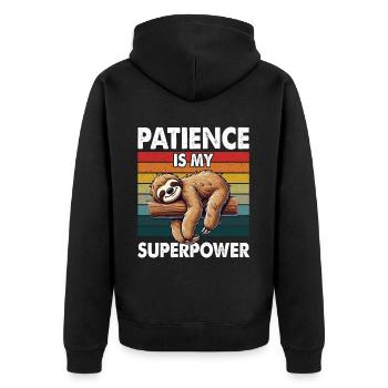 Sloths, Animal Lover, Sloth Lover, Lazy Sloth - Unisex Premium Organic Zip Hoodie - black - Back - Nico (187cm)