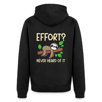 Sloths, Animal Lover, Sloth Lover, Lazy Sloth - Unisex Premium Organic Zip Hoodie - black - Back - Nico (187cm)