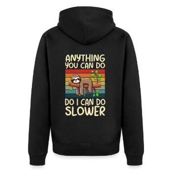 Sloths, Animal Lover, Sloth Lover, Lazy Sloth - Unisex Premium Organic Zip Hoodie - black - Back - Nico (187cm)