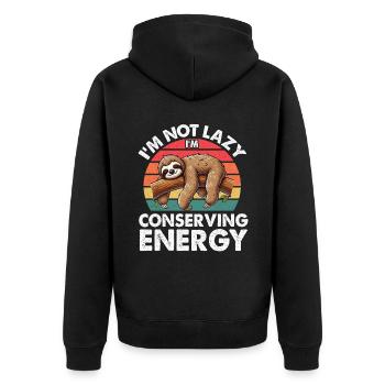 Sloths, Animal Lover, Sloth Lover, Lazy Sloth - Unisex Premium Organic Zip Hoodie - black - Back - Nico (187cm)