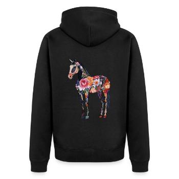 Vollblut - Unisex Premium Bio Zip Hoodie - Schwarz - Hinten - Nico (187cm)