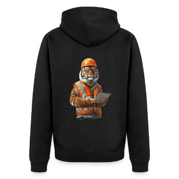 Tiger - Unisex Premium Bio Zip Hoodie - Schwarz - Hinten - Nico (187cm)