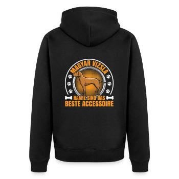 I wear Magyar Vizsla hair pointing dog - Unisex Premium Organic Zip Hoodie - black - Back - Nico (187cm)