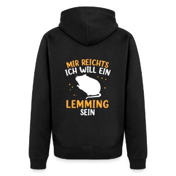 Wants a lemming to be a vole Lemming - Unisex Premium Organic Zip Hoodie - black - Back - Nico (187cm)