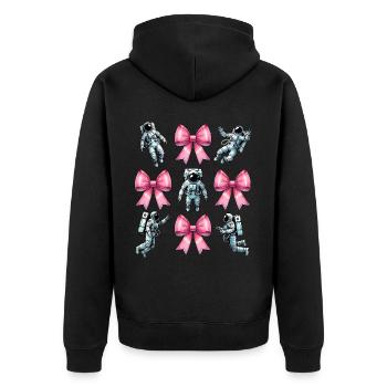 Coquette Bow Astronaut Space Pink Ribbon Mom - Unisex Premium Organic Zip Hoodie - black - Back - Nico (187cm)