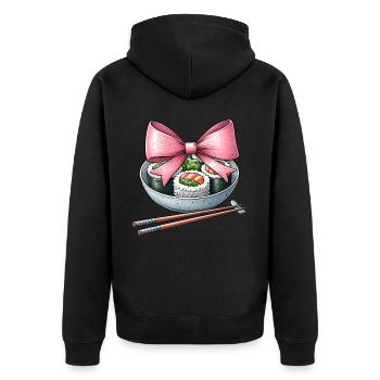 Coquette Bow Sushi Japanese Food Pink Ribbon - Unisex Premium Organic Zip Hoodie - black - Back - Nico (187cm)