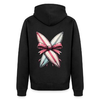 Coquette Bogen Surfen Mütter Tag Surfboarder - Unisex Premium Bio Zip Hoodie - Schwarz - Hinten - Nico (187cm)