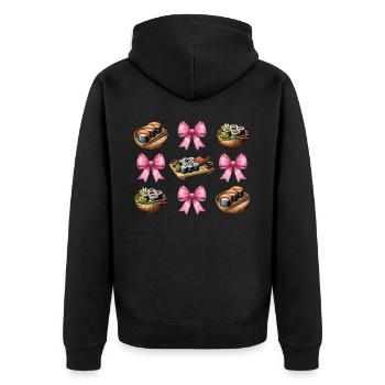 Coquette Bow Sushi Japanese Food Pink Ribbon - Unisex Premium Organic Zip Hoodie - black - Back - Nico (187cm)