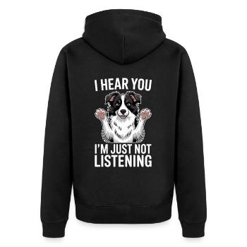 Border Collie disant drôle Border Collie cadeau - Veste à capuche bio Premium Unisexe - noir - Dos - Nico (187cm)