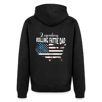 Rolling Fattie Papa US - Unisex Premium Bio Zip Hoodie - Schwarz - Hinten - Nico (187cm)