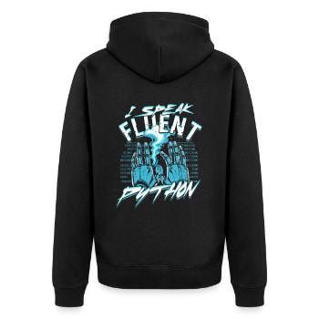Informatiker I Speak Fluent Python - Unisex Premium Organic Zip Hoodie - black - Back - Nico (187cm)