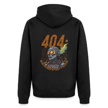 Informatiker Social Life Not Found - Unisex Premium Bio Zip Hoodie - Schwarz - Hinten - Nico (187cm)