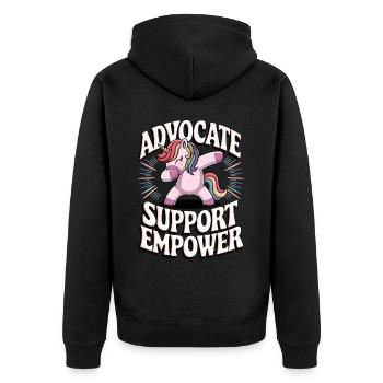 Support Empower advocates - Unisex Premium Organic Zip Hoodie - black - Back - Nico (187cm)