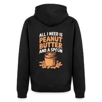 Erdnussbutter Erdnussbodybuilder - Unisex Premium Bio Zip Hoodie - Schwarz - Hinten - Nico (187cm)