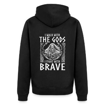 Viking Norse Gods Nordman Mythology - Unisex Premium Organic Zip Hoodie - black - Back - Nico (187cm)