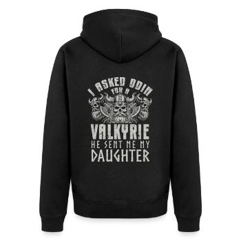 Viking Norse Gods Nordman Mythology - Unisex Premium Organic Zip Hoodie - black - Back - Nico (187cm)