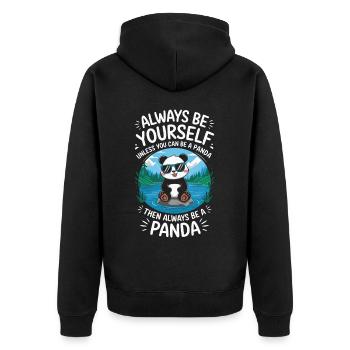 Sei Immer Du Selbst, Ein Panda Sein - Unisex Premium Bio Zip Hoodie - Schwarz - Hinten - Nico (187cm)