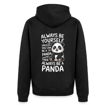 Sei Immer Du Selbst, Ein Panda Sein - Unisex Premium Bio Zip Hoodie - Schwarz - Hinten - Nico (187cm)