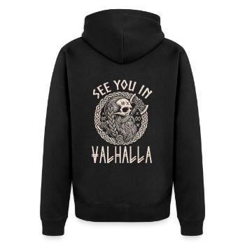 Viking Norse Gods Nordman Mythology - Unisex Premium Organic Zip Hoodie - black - Back - Nico (187cm)