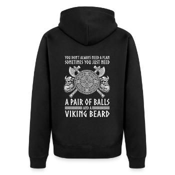 Viking Norse Gods Nordman Mythology - Unisex Premium Organic Zip Hoodie - black - Back - Nico (187cm)