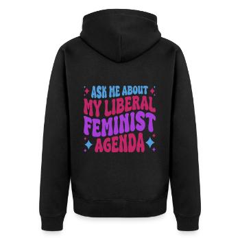 Selon mon programme féministe libéral - Veste à capuche bio Premium Unisexe - noir - Dos - Nico (187cm)
