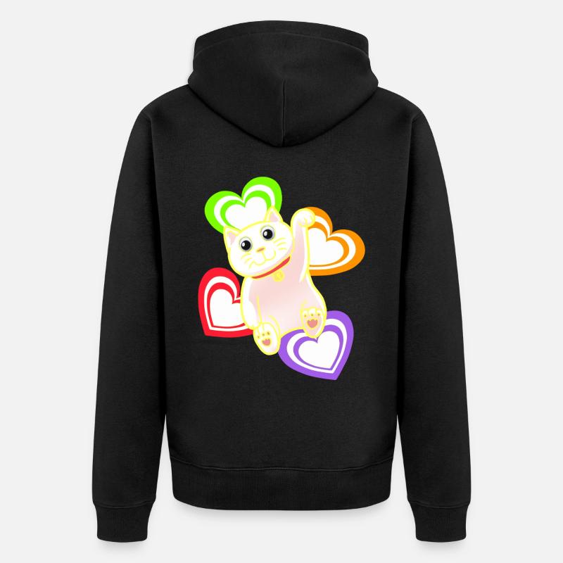 Chat Chats Coeur Coeurs - Veste à capuche bio Premium Unisexe - noir