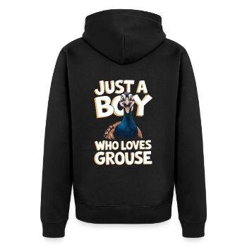 Auerhahn - Unisex Premium Bio Zip Hoodie - Schwarz - Hinten - Nico (187cm)
