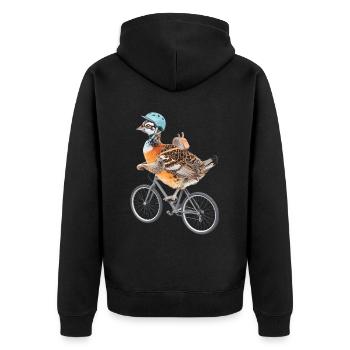 Auerhahn - Unisex Premium Bio Zip Hoodie - Schwarz - Hinten - Nico (187cm)