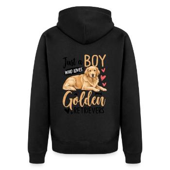 Just A Boy Who Loves Golden Retrievers - Unisex Premium Bio Zip Hoodie - Schwarz - Hinten - Nico (187cm)
