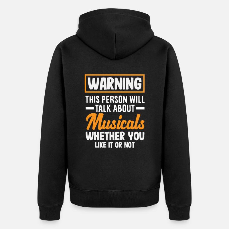 Attention Musical Lover Avertissement - Veste à capuche bio Premium Unisexe - noir
