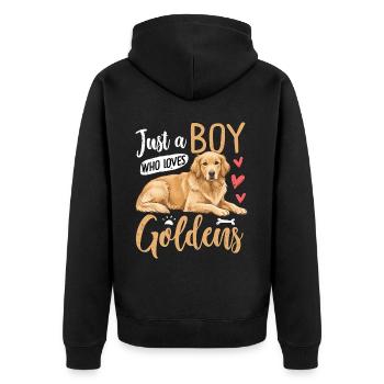 Just A Boy Who Loves Goldens - Unisex Premium Organic Zip Hoodie - black - Back - Nico (187cm)