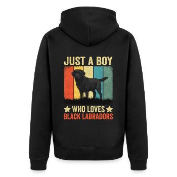 Just A Boy Who Loves Black Labradors - Unisex Premium Bio Zip Hoodie - Schwarz - Hinten - Nico (187cm)