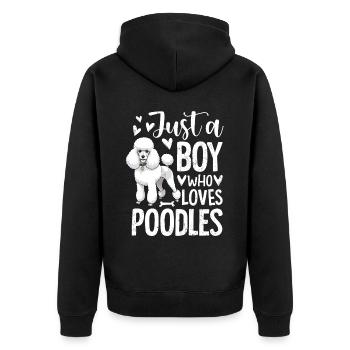 Just A Boy Who Loves Poodles - Unisex Premium Bio Zip Hoodie - Schwarz - Hinten - Nico (187cm)