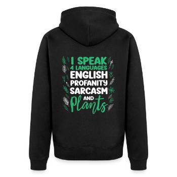 Amateur de plantes Jardinage Je parle 4 - Veste à capuche bio Premium Unisexe - noir - Dos - Nico (187cm)