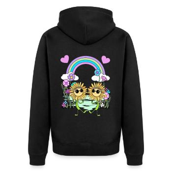Arc-en-ciel Hippie Tournesols Enfants - Veste à capuche bio Premium Unisexe - noir - Dos - Nico (187cm)