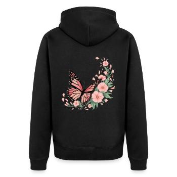 Papillon avec des fleurs - Veste à capuche bio Premium Unisexe - noir - Dos - Nico (187cm)