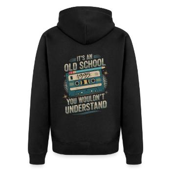 Oldschool 1995 – Chemise cassette rétro - Veste à capuche bio Premium Unisexe - noir - Dos - Nico (187cm)