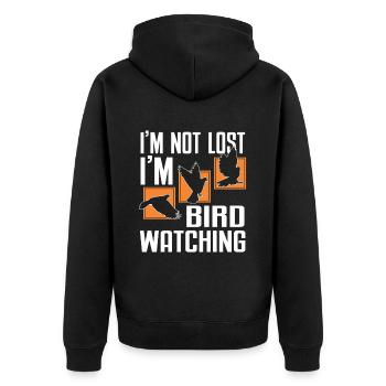 Bird Watching Cute Bird Lover - Unisex Premium Organic Zip Hoodie - black - Back - Nico (187cm)