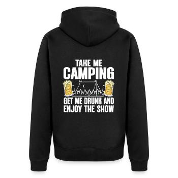 Camping Campfire Camper - Unisex Premium Bio Zip Hoodie - Schwarz - Hinten - Nico (187cm)