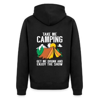 Camping Campfire Camper - Unisex Premium Bio Zip Hoodie - Schwarz - Hinten - Nico (187cm)