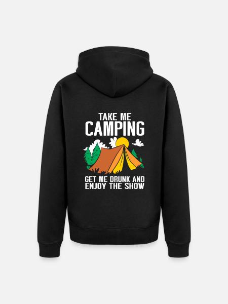 Camping Campfire Camper - Unisex Premium Organic Zip Hoodie - black