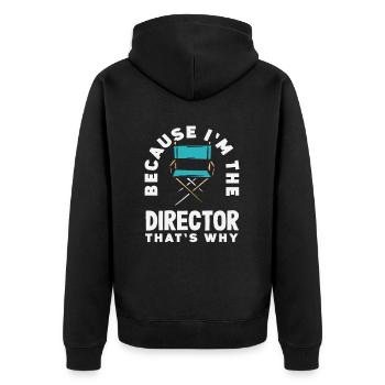 Amateur de musique parce que je suis le réalisateur - Veste à capuche bio Premium Unisexe - noir - Dos - Nico (187cm)