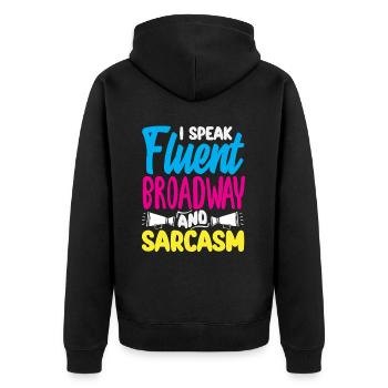 Musical Liebhaber: Ich Spreche Broadway - Unisex Premium Bio Zip Hoodie - Schwarz - Hinten - Nico (187cm)