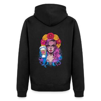Dia de los Muertos Café avec Belle Femme de - Veste à capuche bio Premium Unisexe - noir - Dos - Nico (187cm)
