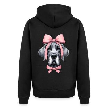 Coquette noeud Dogue Allemand Chien Maman Rose - Veste à capuche bio Premium Unisexe - noir - Dos - Nico (187cm)