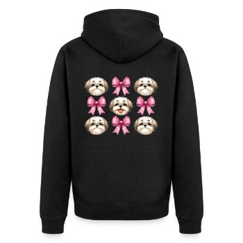 Coquette Bow Shih Tzu Dog Mom Pink Bow - Unisex Premium Organic Zip Hoodie - black - Back - Nico (187cm)