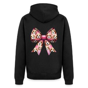 Coquette Bow Beagle Dog Mom Pattern Pink - Unisex Premium Organic Zip Hoodie - black - Back - Nico (187cm)