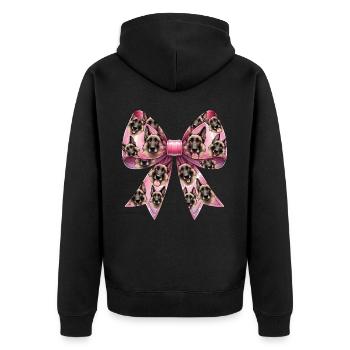 Coquette Bow Belgian Malinois Dog Mom Pattern - Unisex Premium Organic Zip Hoodie - black - Back - Nico (187cm)